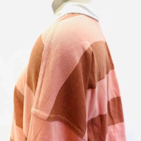 NWT SO Juniors Long Sleeve Pullover Collar Neck Striped Brown Crop Top Sz Large - Picture 5 of 12